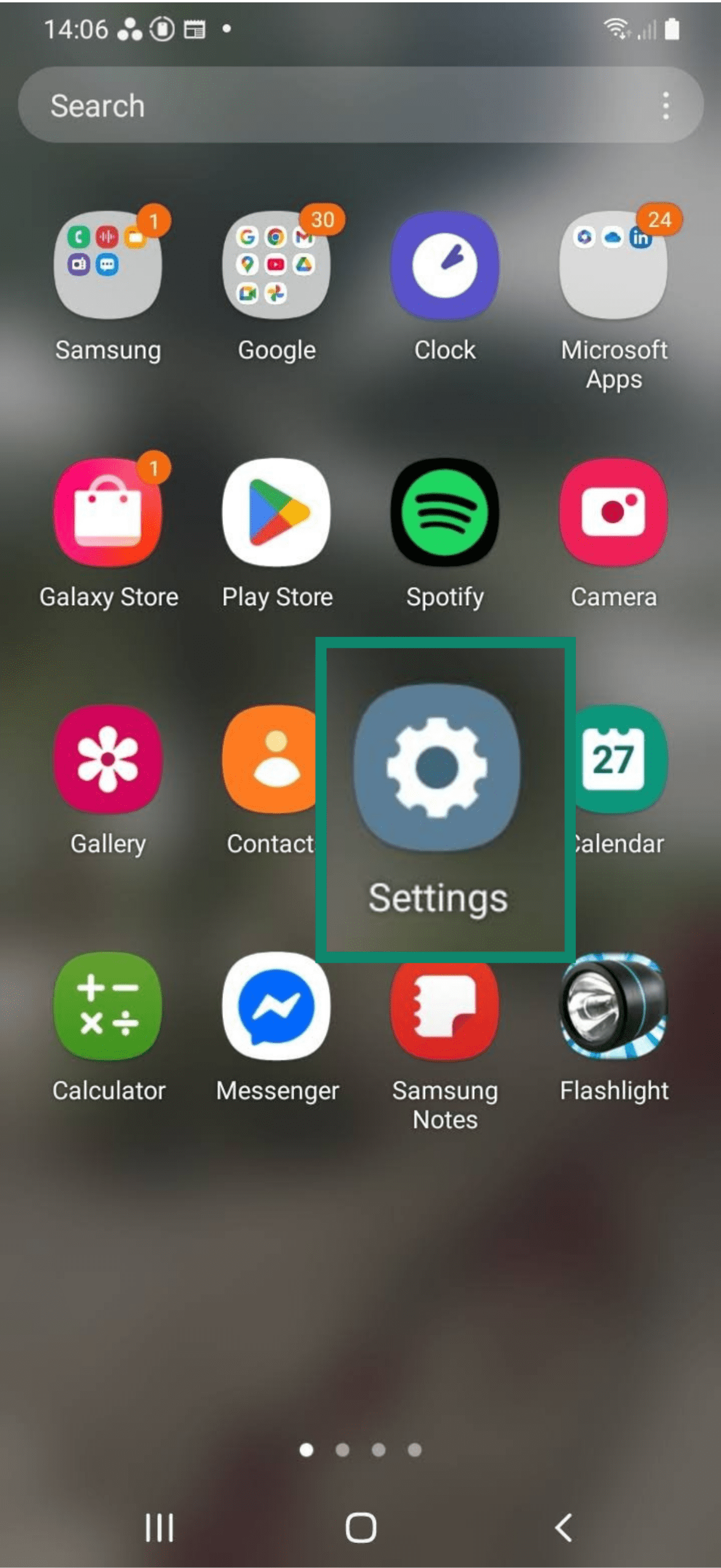 Opción de configuración en un dispositivo Android.