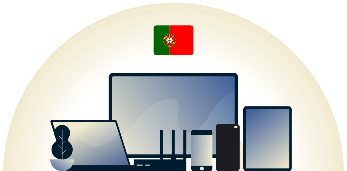 Portugal VPN, der beskytter en r&aelig;kke forskellige enheder.